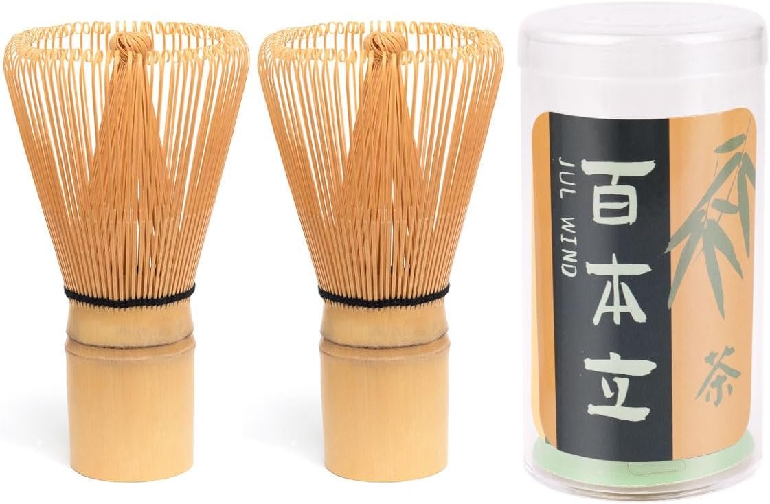 Matcha Whisk – 2-pack Bamboo Matcha Whisk Set | Handcrafted Traditional Japanese Chasen, 100-Prong Matcha Stirrer Wisk Mixer Brush for Authentic Matcha Tea Preparation