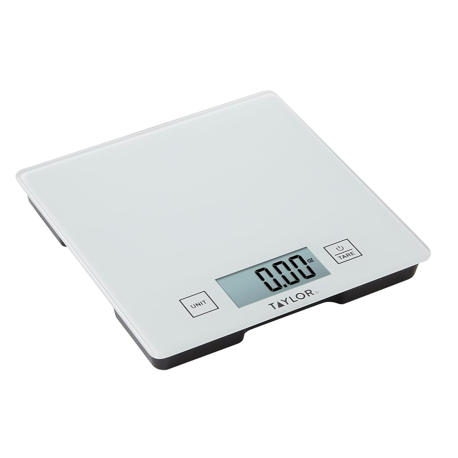 Taylor Compact Glass Kitchen Food Scale, 11 lb Capacity Digital Scale for Baking, Cooking, Meal Prep, Portion Control, Thin Lightweight Design, Easy-to-Read Display, White