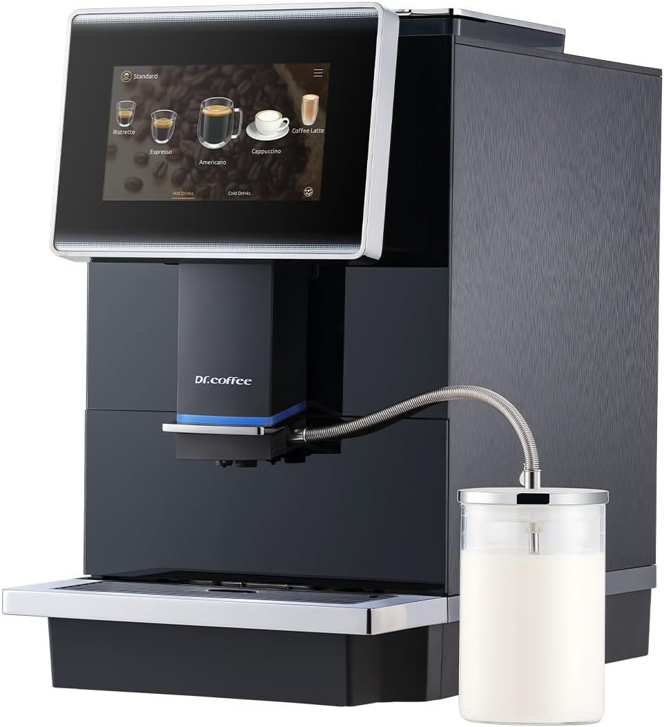 DR. COFFEE C11L Fully Automatic Espresso Machine – 15 Hot & Cold Coffees, Auto Clean Latte Go Coffee Maker, Silent Brew, Quick Start, Ceramic Grinder （Black）