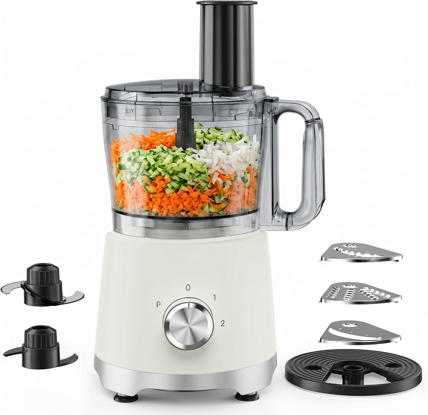 Electric Food Processor 10.5 Cup, Multi-Function Vegetable Chopper with French Fry Slicer, Dough Mixer, Easy to Clean, Secure Design, Stainless Steel, for Vegetables, Smoothie, Fruit