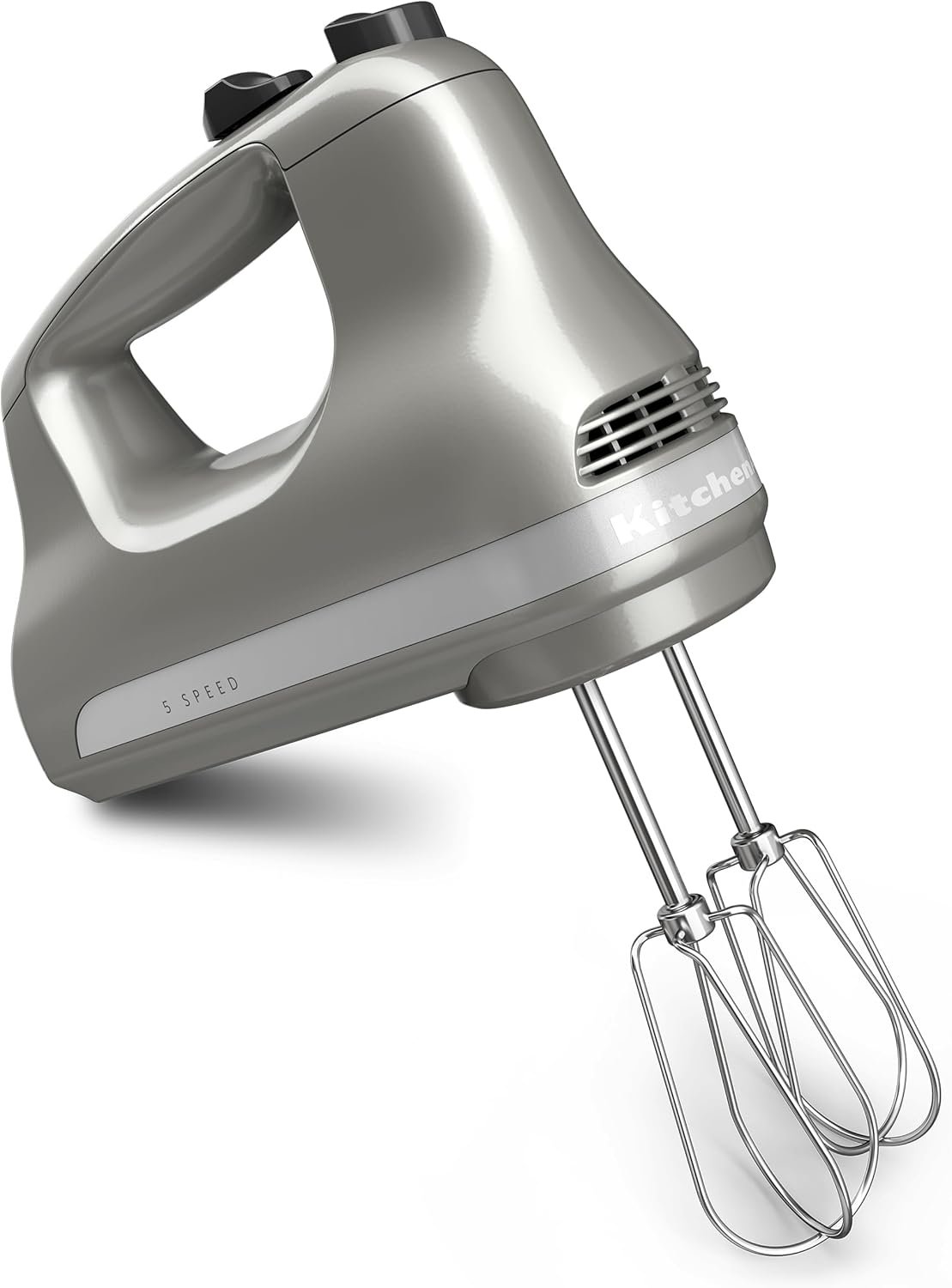 KitchenAid 5 Ultra Power Speed Hand Mixer, KHM512, Contour Silver | 5 Speeds, Lockable swivel cord, Turbo Beaters, Easy release button, Dishwasher-safe beaters