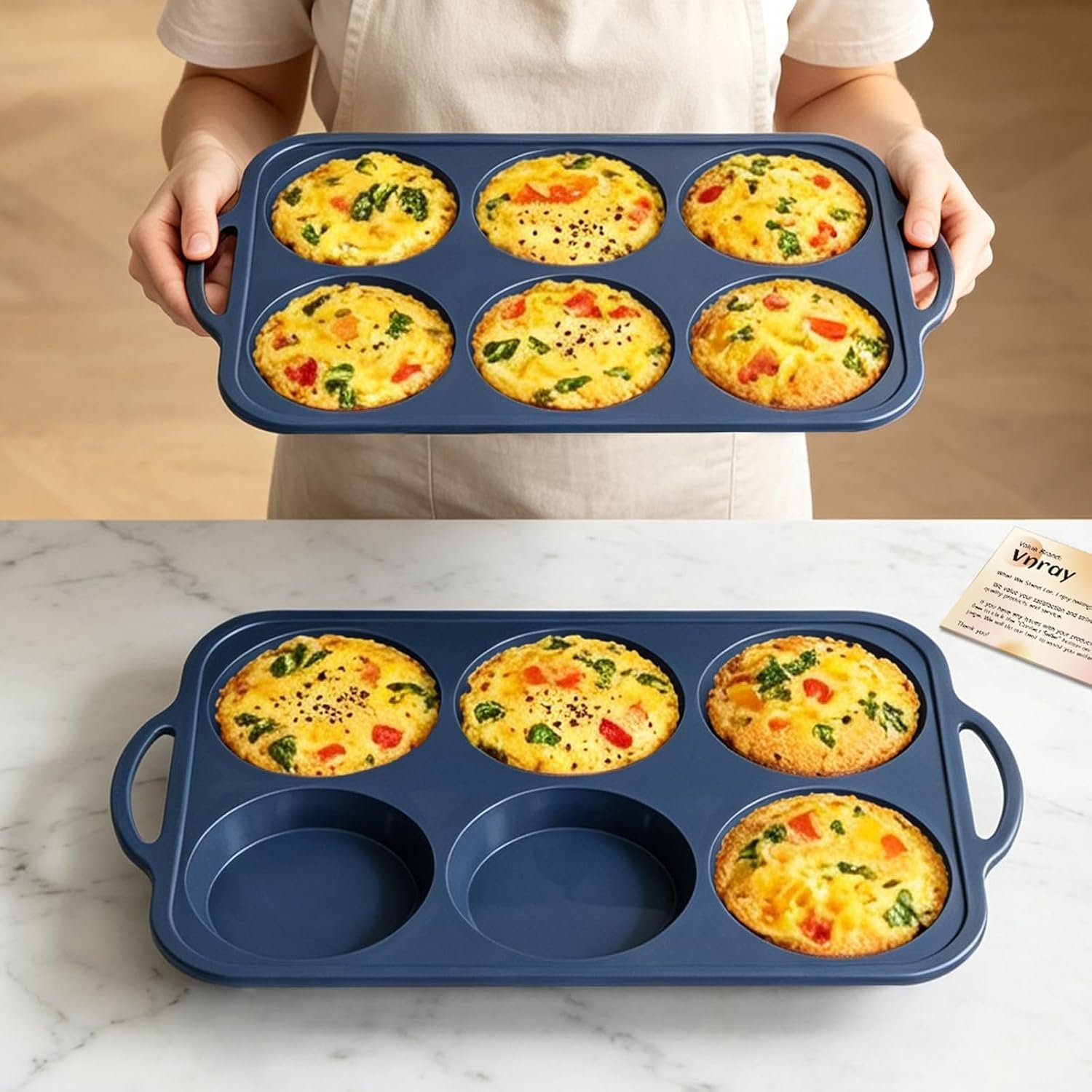 2Pcs Jumbo Silicone Muffin Top Pan 4 In with Frame Nonstick Egg Mold Baking | Silicone Egg Mold for Oven, Large Whoopie Pie Baking Pan with Handle for English Breakfast Sandwich Egg Bite Bun Tart Vnray