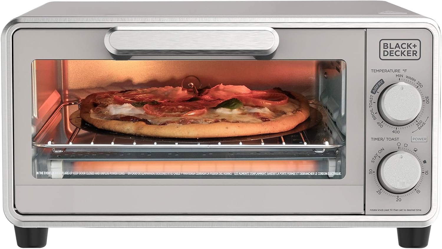 BLACK+DECKER Crisp ‘N Bake Pro 4-Slice Digital Air Fry Oven | 5 cooking functions, convection air fry, fits 10-inch pizza and includes accessories for everyday cooking.