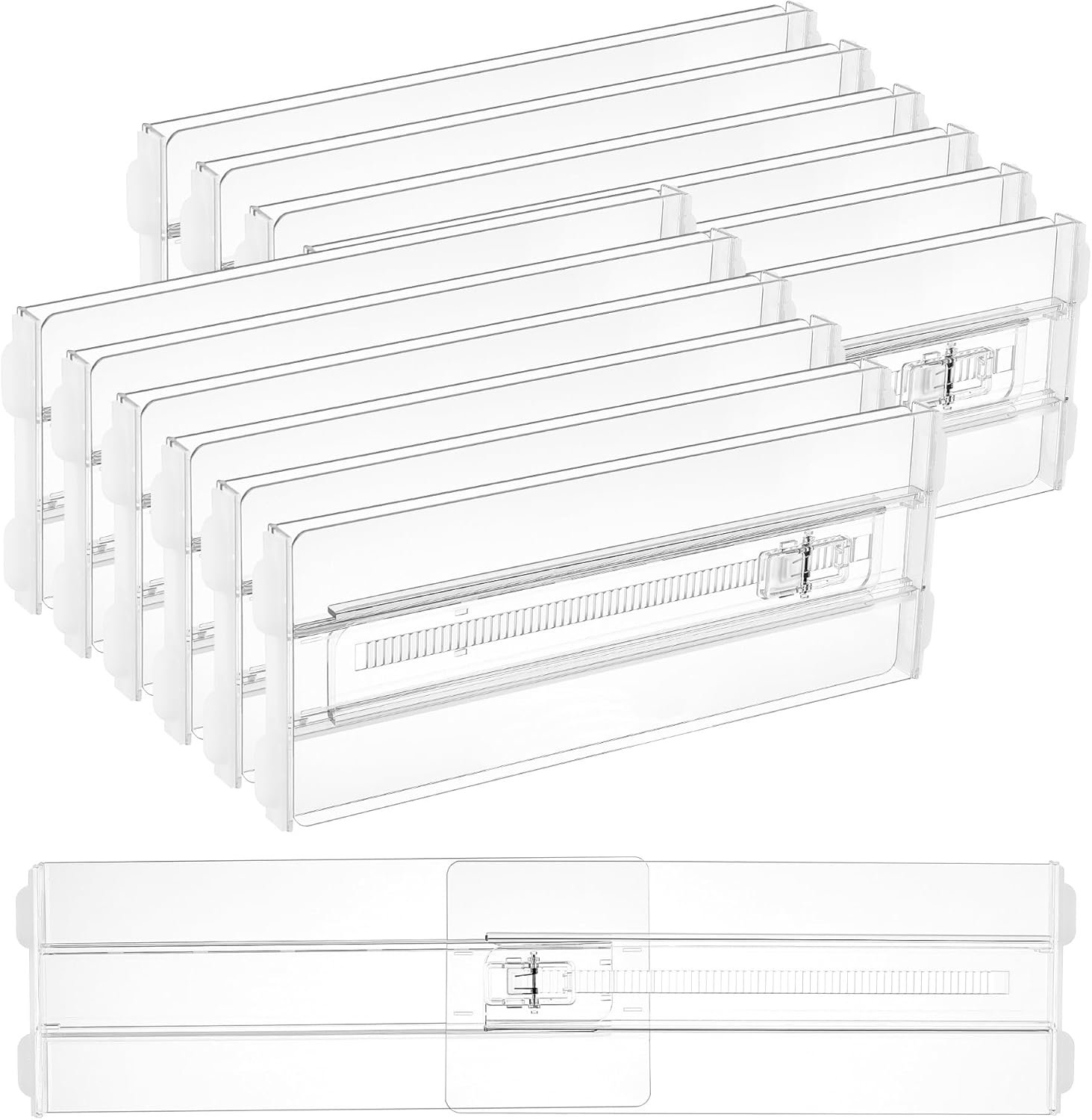 Vtopmart 12 Pack Drawer Dividers for Clothes, 4″ High 10.2″-16.5″ Adjustable Expandable Dresser Drawer Organizer, Clear Plastic Separators for Dresser, Baby Clothing, Underwear, Cosmetic, Toiletries | Expandable Dresser Drawer Organizer, Clear Plastic Separators for Dresser, Baby Clothing, Underwear, Cosmetic, Toiletries