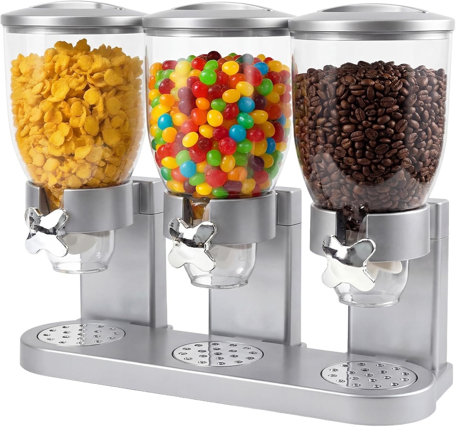 Triple Cereal Dispenser, 3 Pack 2L Large Cereal Containers Storage | Airtight, Rotating Plastic Cereal Dispenser for Countertop, Pantry Organizer for Cereal, Rice, Grains, Candy, Coffee Beans