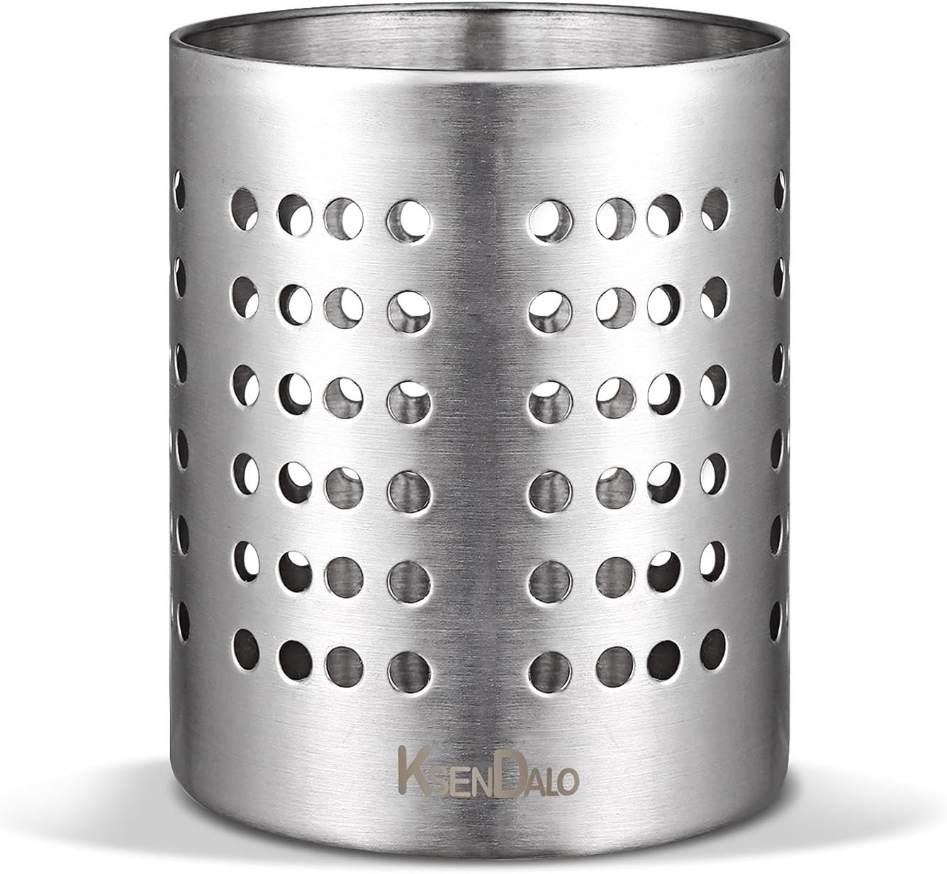 SUS304 Small Stainless Steel Utensil Holder for Countertop, Silver | 18/8 Stainless Silverware Utensil Drying Rack, Sturdy Rust Resistant, 5.32inch Tall, Dishwasher Safe