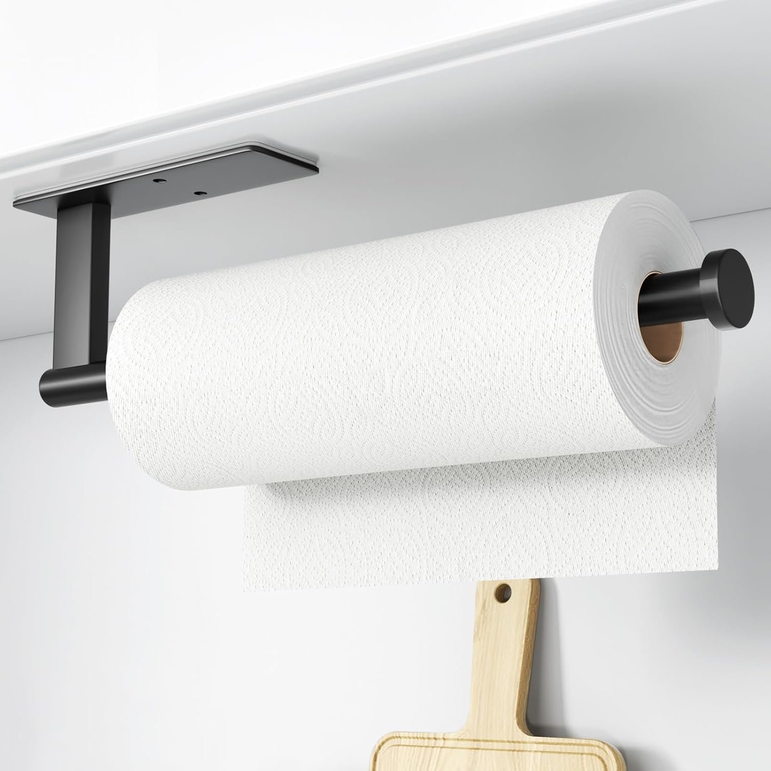 Paper Towel Holder Under Cabinet – Stainless Steel Paper Towel Holder Wall Mount, Self-Adhesive or Drilling, Matte Black Towel Rack for Kitchen Organization and Storage, Kitchen Paper Roll Holder | Stainless Steel Towel Rack for Kitchen Organization and Storage, Kitchen Paper Roll Holder