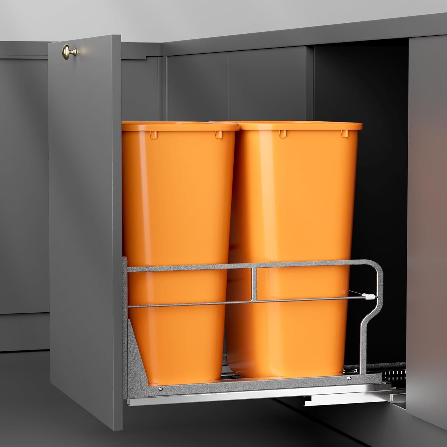 YJHome Pull Out Trash Can Under Cabinet with Soft-Close Slides, Garbage Can Not Included, Cabinet Trash Can Pull Out Kit with Door Mounting Kit, Requires Minimum Cabinets Opening 17″ W X 24″ D