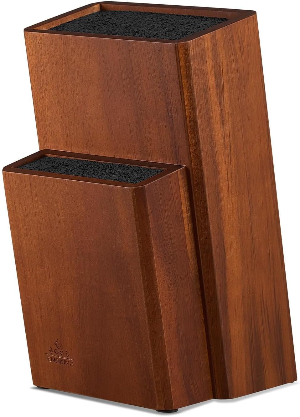 Universal Knife Block without Knives, Acacia Wood Knife Holder/Knife Organizer with Removable Plastic Bristles for Kitchen Counter Knife Storage Rack