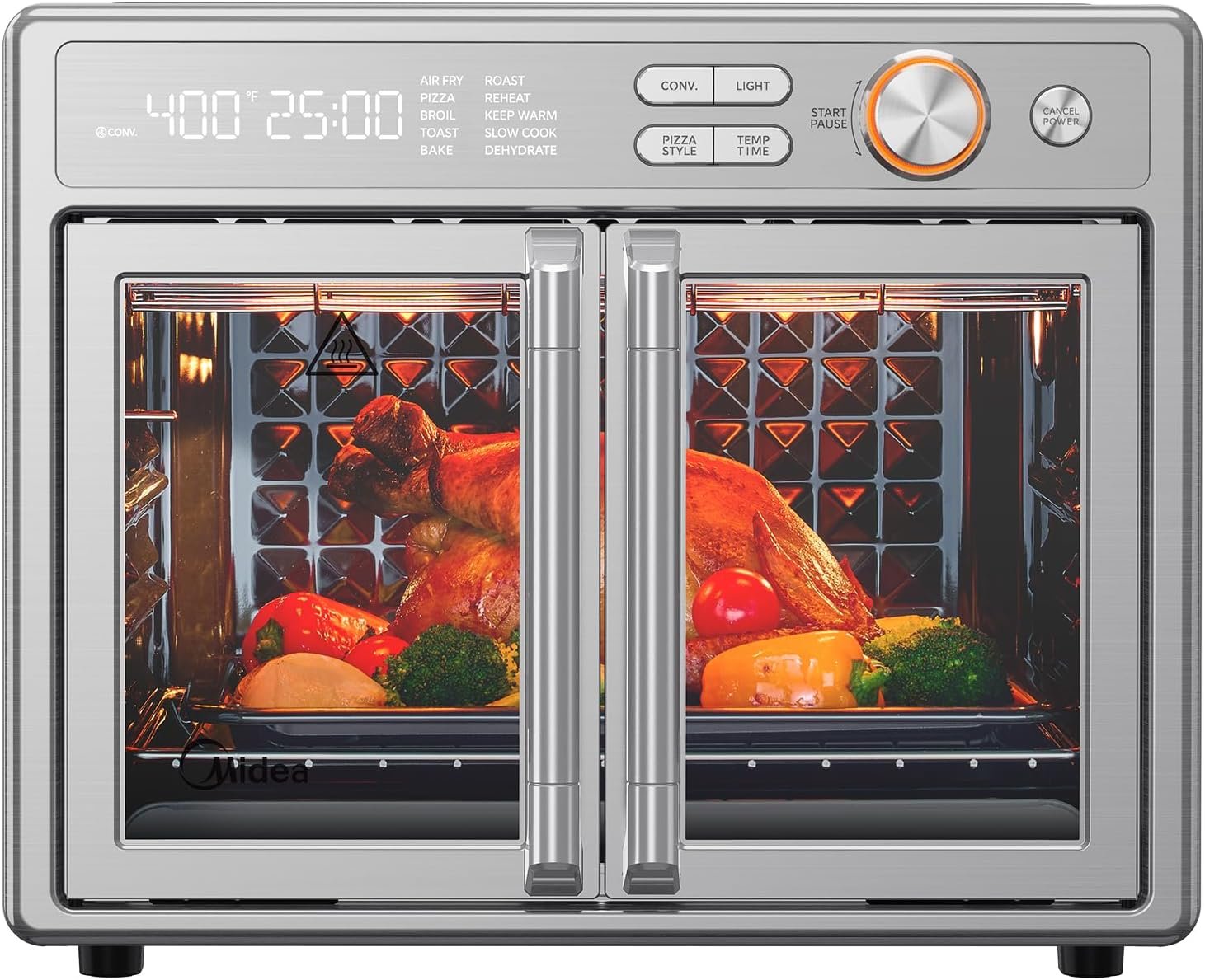 Midea Flexify Pro French Door Air Fryer Toaster Oven, 26.4 QT | Premium Cooking Experience with Precision Heat, Easy-Clean Enamel Interior & Modern Control, Stainless steel