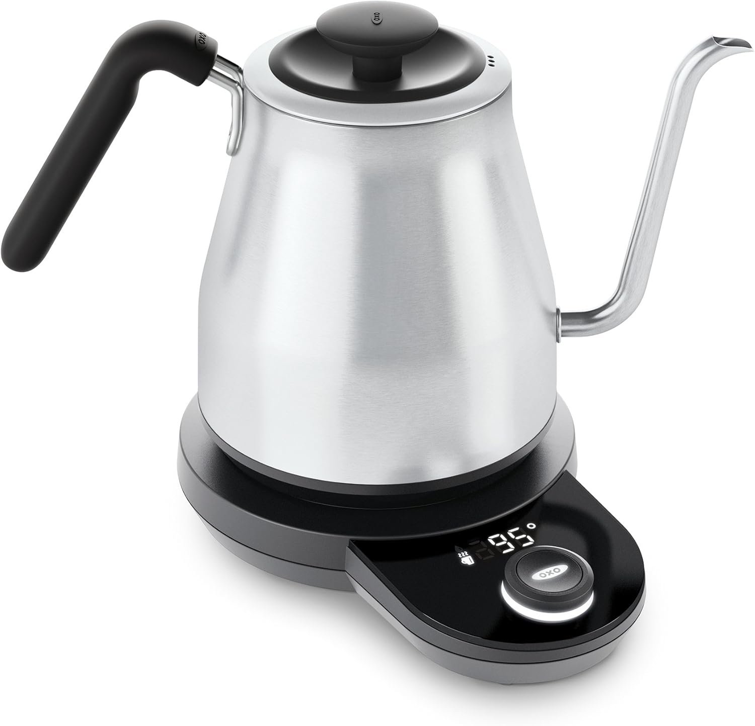 OXO Brew Pour Over Gooseneck Electric Kettle – Stainless Steel | Adjustable Temperature Control, Built-In Timer, Cord Free, Precise Pour, Automatic Shut-Off, Coffee And Tea
