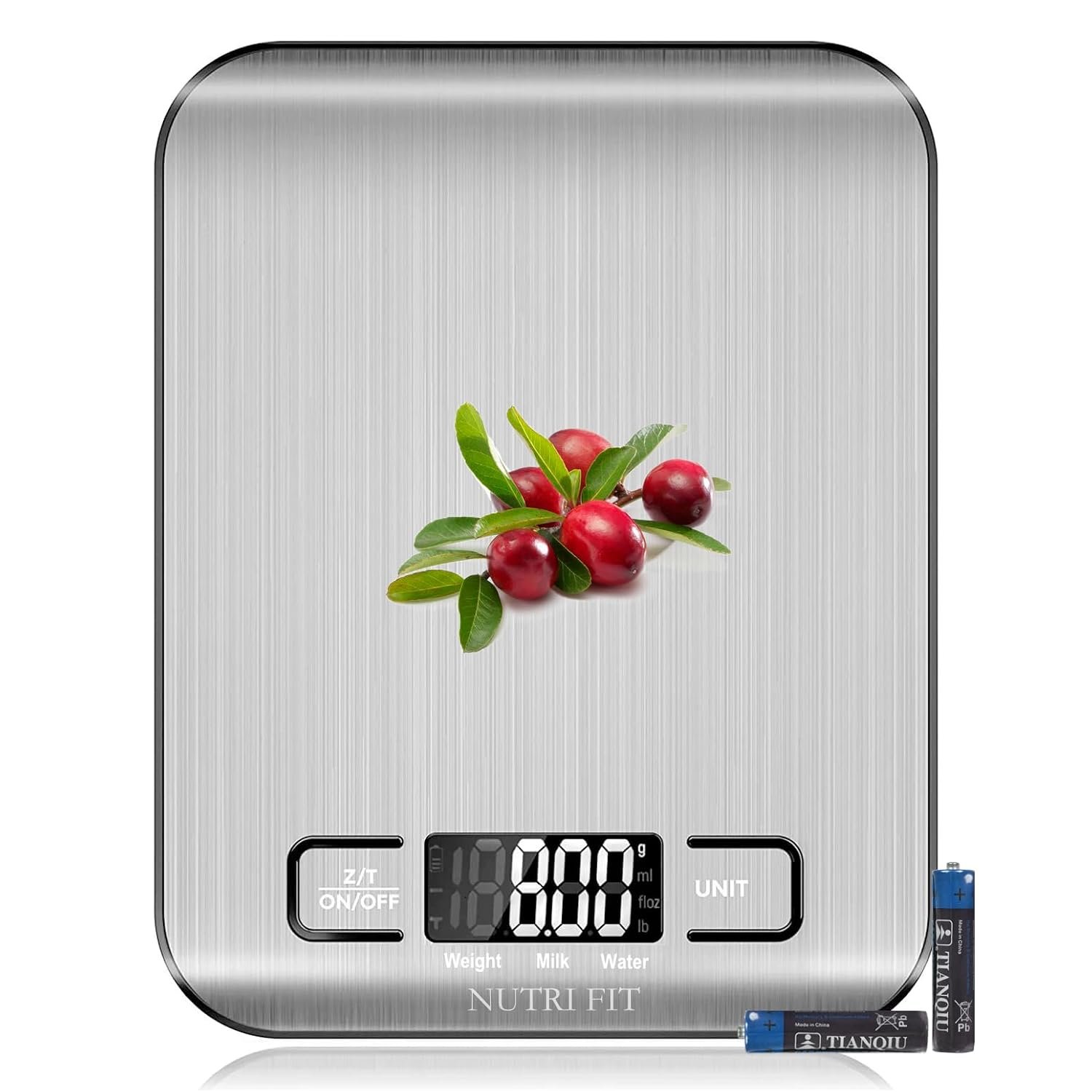 Food Scale Kitchen Scales Digital Weight Grams Oz for Weight Loss | Stainless Steel Panel, 1g Increment, Max 11lbs, Backlit Screen, Smart Tare, Easy to Use for Baking Cooking, 2 AAA Batteries