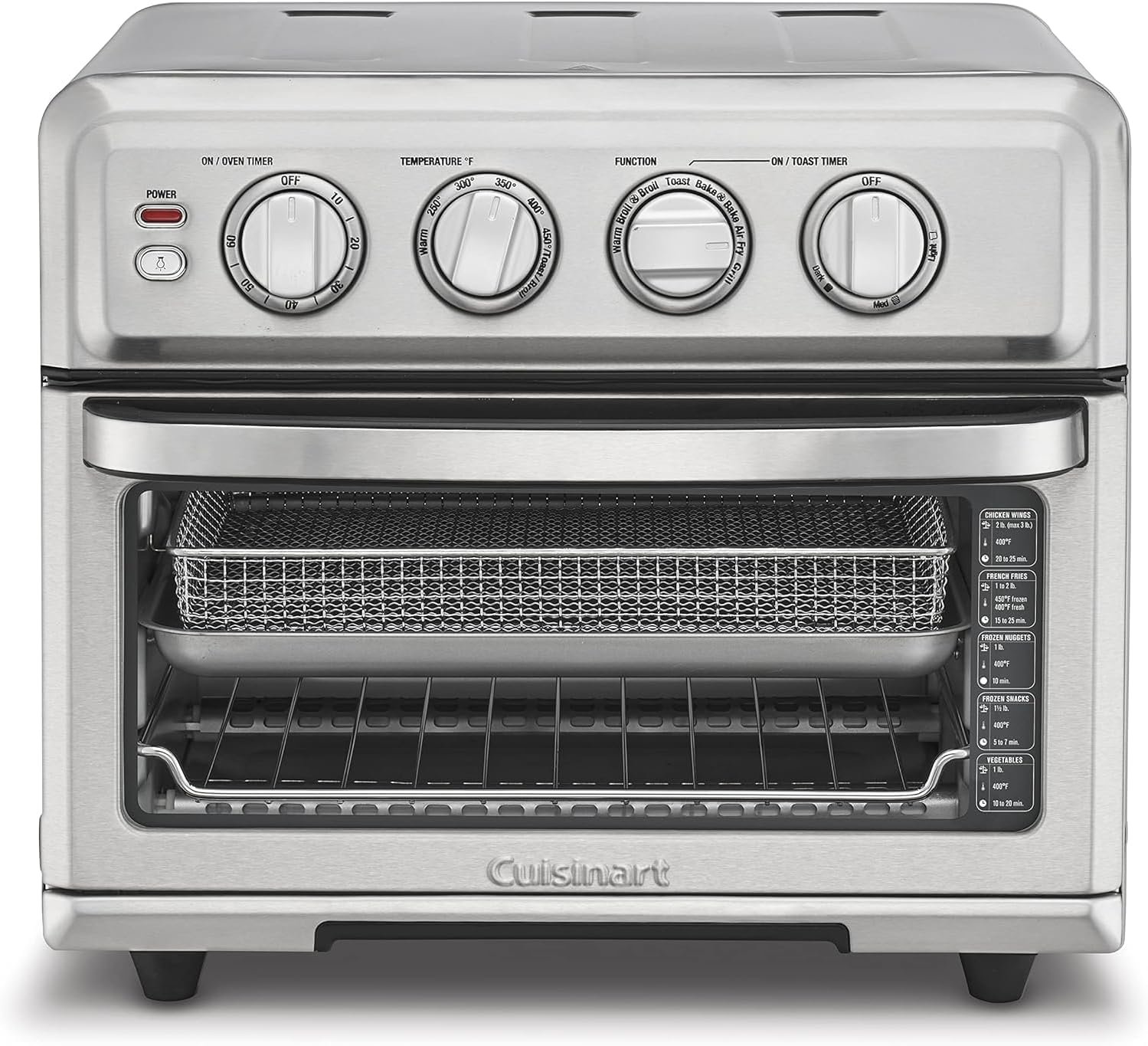 Cuisinart Air Fryer Toaster Oven, 1800W, 8-in-1 with Air Fry, Convection, Broil & Warm, 0.6 Cubic Feet, 60-Minute Timer, TOA-70NAS, Stainless Steel | 1800W power, 0.6 cu. ft. capacity, convection, broil and warm modes, 60-minute timer