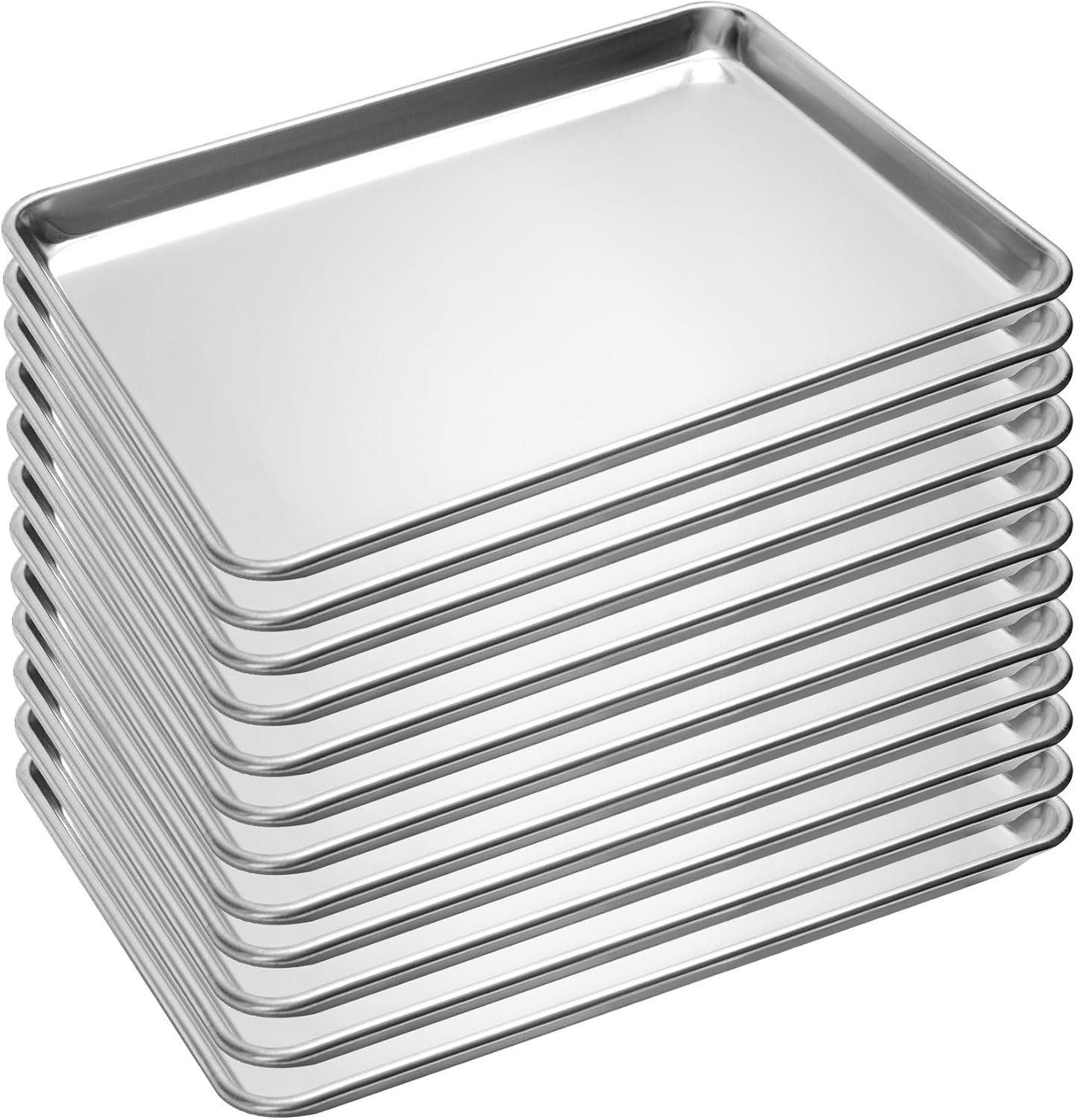 BIEAMA 12 Pack Half Size Baking Sheet Pan, Aluminum Commercial 18″ x 13″ | Heavy Duty Baking Pan for Oven Freezer Bakery Hotel Restaurant