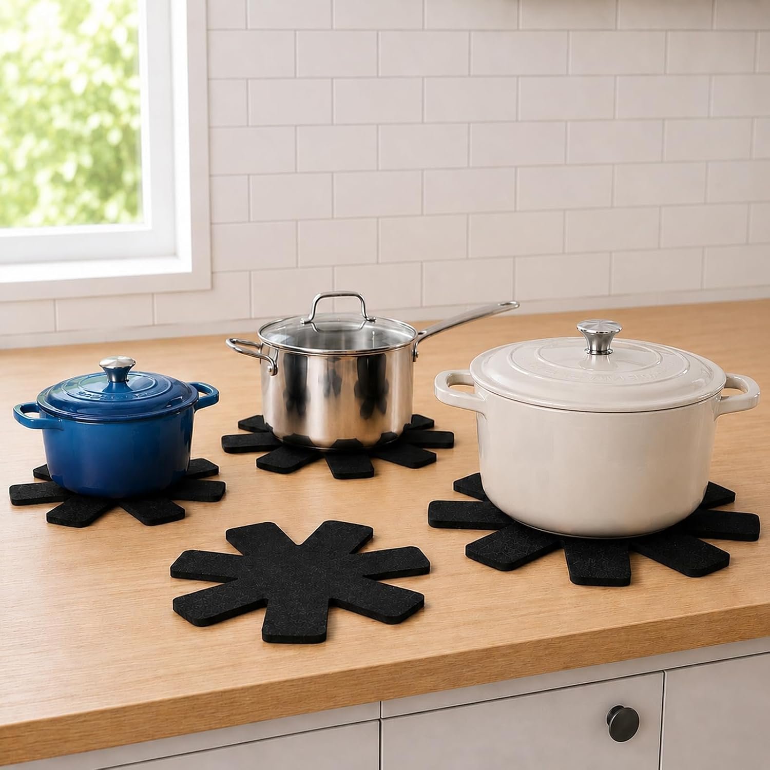 9Pcs Felt Pot and Pan Protectors, 3 Sizes (15″, 13.8″, 10.2″) Pots and Pans Dividers, Anti-Scratch Cookware Protectors for Kitchen
