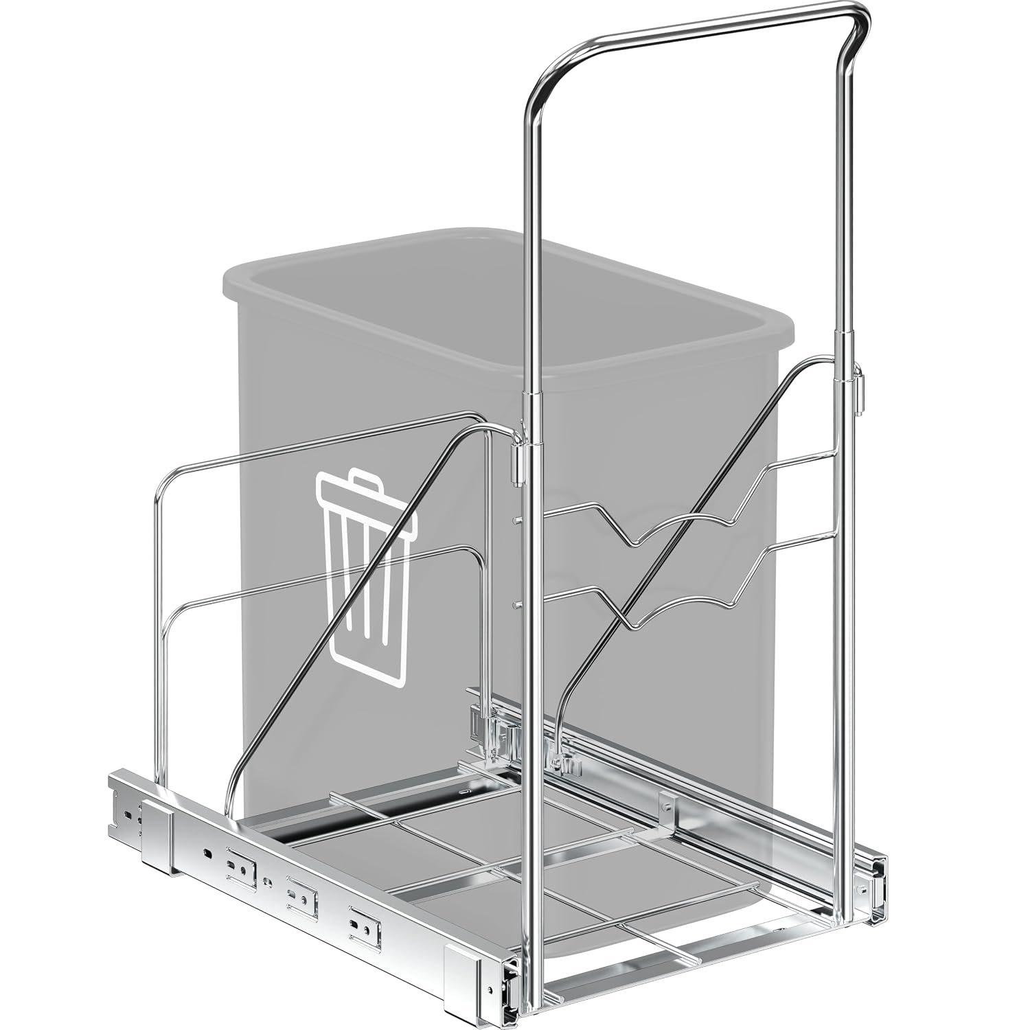Simple Houseware Pull Out Trash Can Shelf (for 7~13 Gal, Can Not Included) | Under Cabinet Installation – Not Included Trash Can, Only Pull-Out Shelf