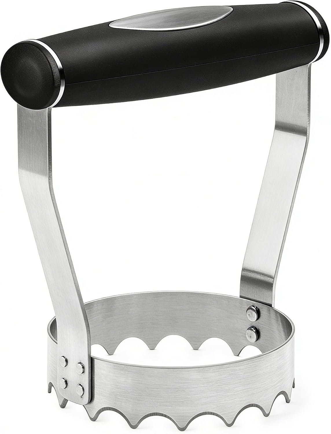 Serrated Hand Chopper for Kitchen, Metal Food Chopper Manual Hand | 3 inch Stainless Steel, Ergonomic Grip Handle, Dishwasher Safe, Chop Nut/Collard/Tuna/Salad/Boiled Eggs/Ground Beef