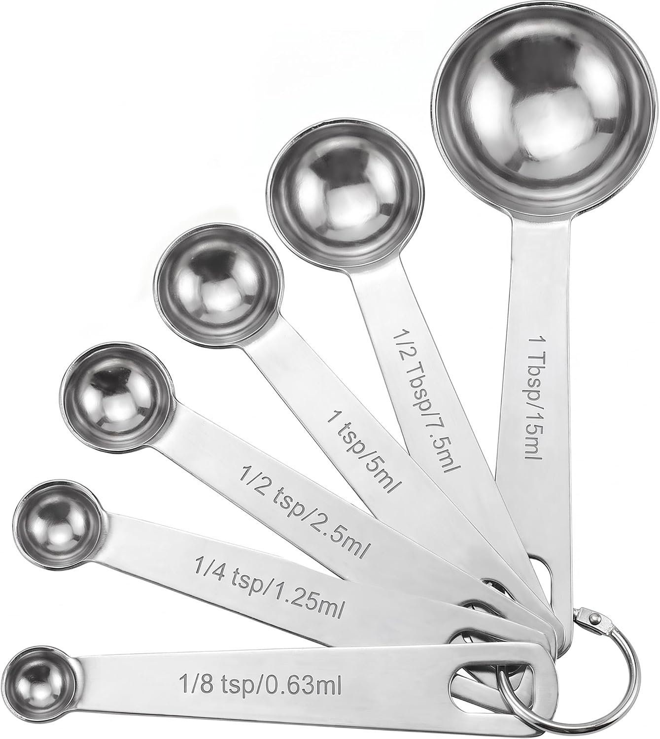 Measuring Spoons, Premium Heavy Duty Stainless Steel Measuring Spoons Cups Set, Small Tablespoon with Metric and US Measurements, Set of 6 for Measuring Dry and Liquid Ingredients