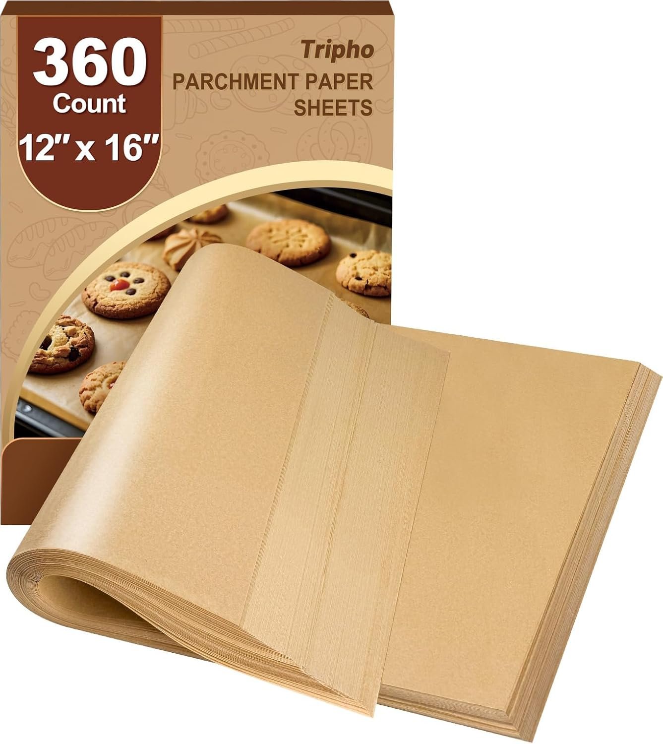 360 Count 12″x 16″ Heavy Duty Parchment Paper Sheets for Baking | No-Stick & No-Leak Unbleached Baking Paper, Pre-cut Half Parchment Paper Sheets for Oven, Air Fryer, Microwave