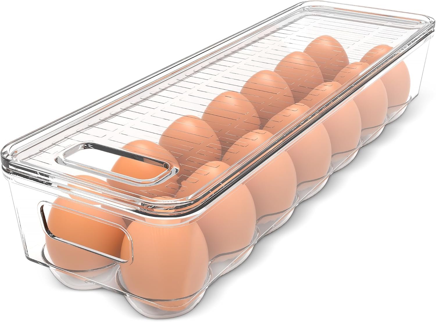 Utopia Home Egg Holder for Fridge, Stackable Egg Container, 1 Pack, Clear | With Lid and Handle, For Refrigerator Organization, Egg Holder For Kitchen or Pantry Organizers and Storage