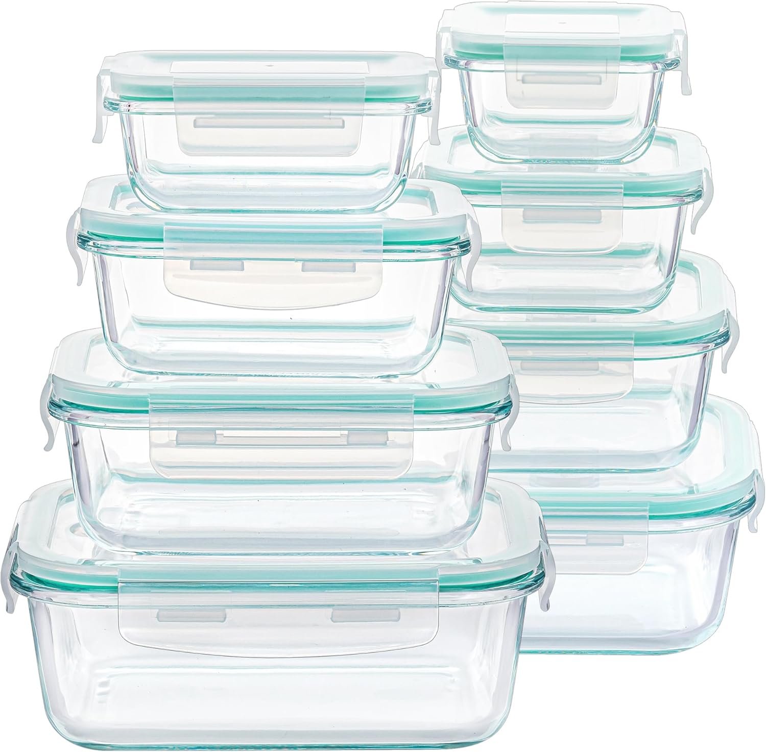 Vtopmart 8 Pack Glass Food Storage Containers with Airtight Lids | Meal Prep Lunch Containers, Leakproof, Leftover Storage, Take-out, Microwave, Oven, Freezer and Dishwasher Safe, BPA Free