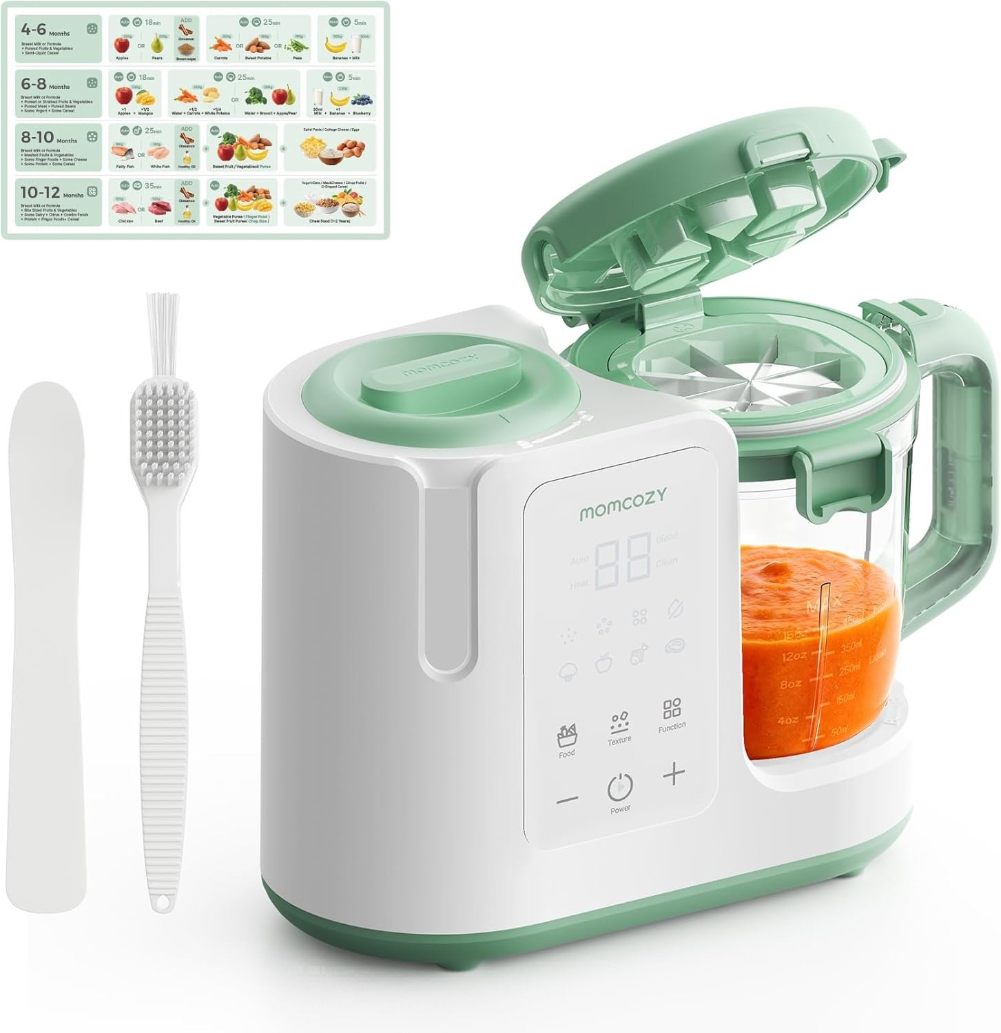 Momcozy AutoMeal Baby Food Maker – One-Step Auto Steam & Blend Food Processor, 15oz Large Cup & 6-Blade Design, Self-Cleaning, Auto 3-Stage Texture Settings for Effortless Homemade Baby Puree | One-Step Auto Steam & Blend Food Processor, 15oz Cup, 6-Blade Design, Self-Cleaning & Auto Texture Control for Baby Purees