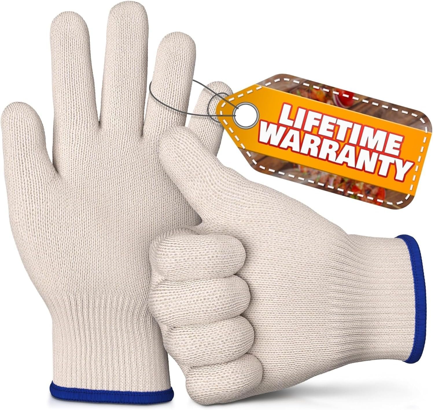 Heat-Resistant Cooking Gloves for Indoor and Outdoor Use – Gloves for Cooking, Baking, Pot-Holding, Smoker Grill Handling, and So On – Kitchen Gloves with 896 Degree Resistance, White, 10215