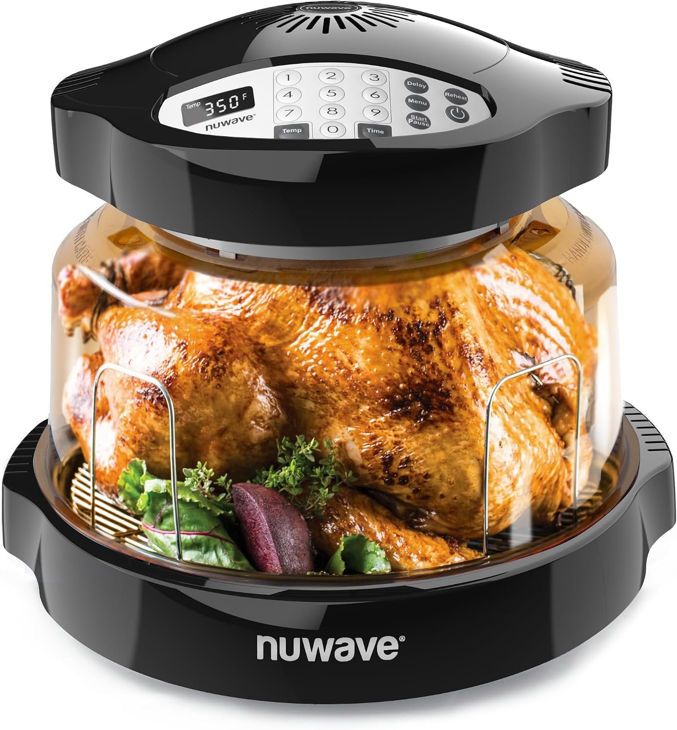 Nuwave Oven Pro Plus Air Fryer, Infra-Red Countertop, PFAS Free, Black | Cook Fresh or Frozen, No Defrosting or Preheating, Cook Healthy, Adjustable Temps, 100 Presets, 50 Memory, Tough Power Dome