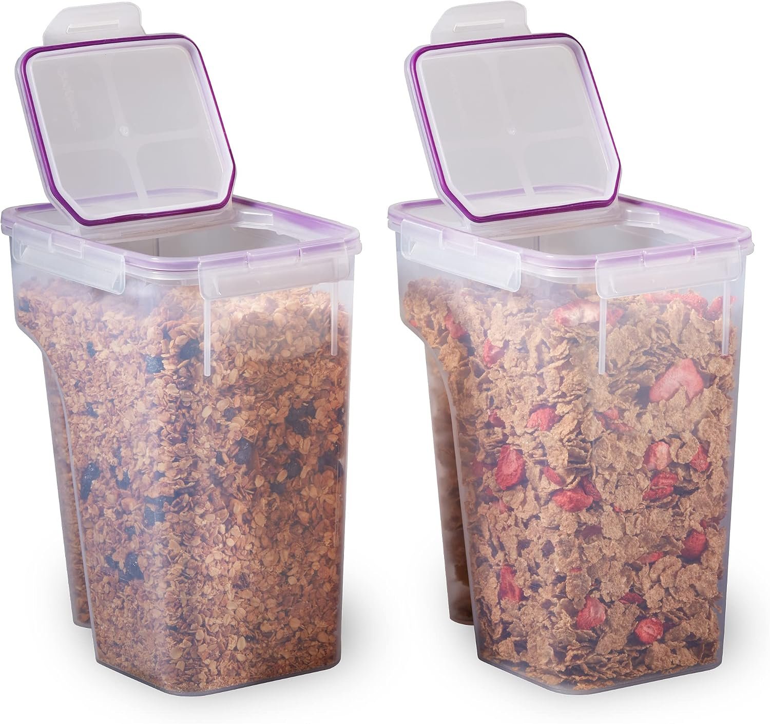 Snapware Airtight 2-Pack (22.8 Cup) Cereal Dispenser Storage Containers | Flip-top lid, BPA-free, plastic containers for cereal, rice, snack, dry food and pantry organization