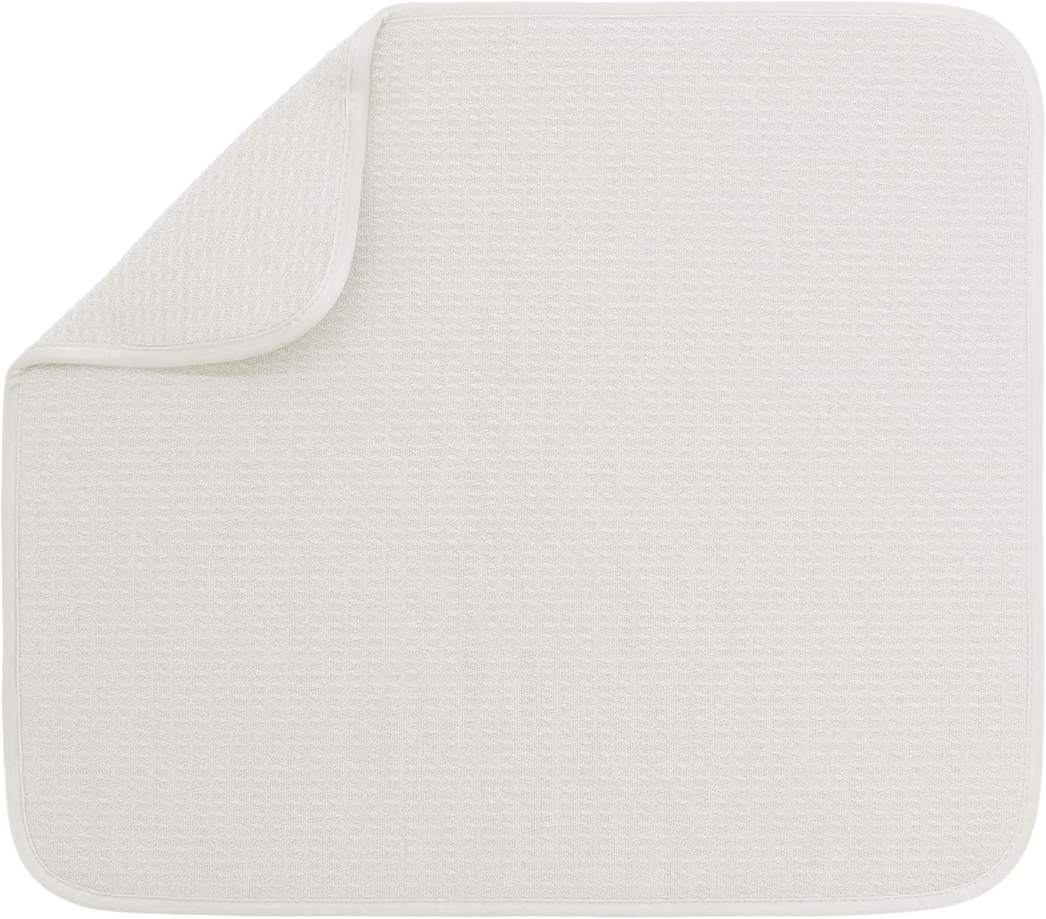 S&T INC. Dish Drying Mat, 16″ x 18″, Large, Cream | Absorbent Microfiber, Kitchen Counter Mat for Dishes, Utensils, Pots and Pans, Machine Washable