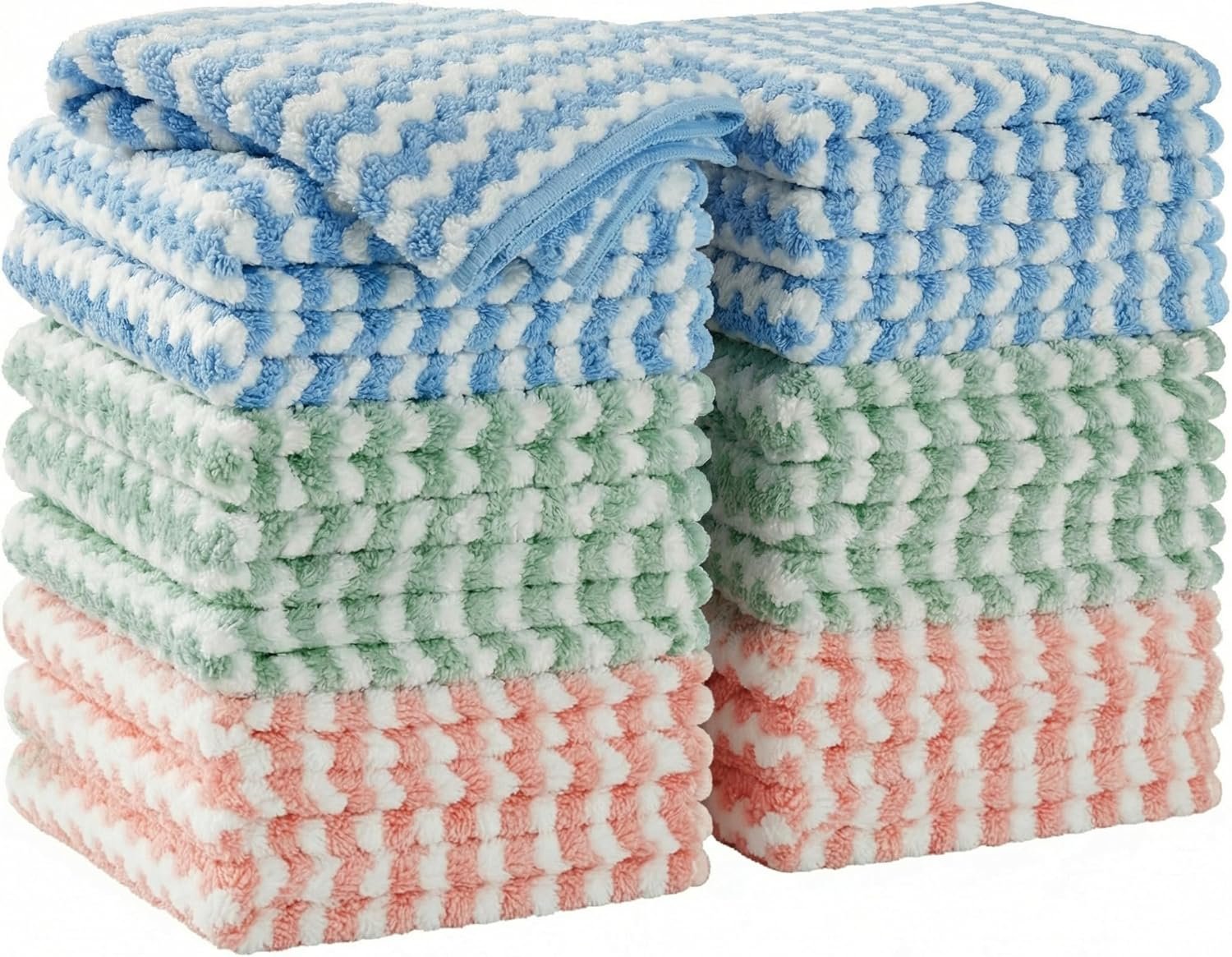 JOYMOOP 18 Pack Microfiber Cleaning Cloth, Kitchen Towels for Dish Drying Washing, Absorbent Streak Free Lint Free Rags for Cleaning, Reusable and Washable Towels – 10″ x 10″
