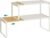 SONGMICS HOME Spice Racks, Expandable Cupboard Shelf Orgnizers, Kitchen Counter Shelves, Bamboo and Metal, Space-Saving Shelving, Stackable, Light Bamboo and Cream White UKCS051N01