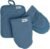 MagMitt Magnetic Oven Mitts & Pot Holder 3 Pc Set, Silicone, Blue Steel | Heat resistant to 500F; 2 mini mitts + 1 hot pad; magnets hold to fridge, oven or cast iron; machine washable cotton