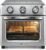 VAL CUCINA 6-in-1 Air Fryer Toaster Oven Combo, Compact 12.7 QT Small Countertop Convection Oven, Fits 9″ Pizza & 4 Toast, Hexagon Hybrid Heating, Enamel Baking Pan Included, Stainless Steel Finish