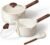 CAROTE 2QT & 3QT Sauce Pan Sets with Lid & Ladle Ceramic Nonstick Pot Set Non Toxic Saucepan Small Kitchen Cooking Pots, Easy to Clean, Induction Comptable, PFAS PTFE Free, White