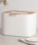KAZAI. Compost Bin Kitchen ‘Elin’ | 1.2 GAL / 4.5L Countertop Compost Bin with Wooden Lid & Filter | Odor-Free, Dishwasher Safe, with Inner Bucket | Small Indoor Kitchen Composter | Off-White/Bamboo