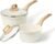 CAROTE Nonstick 1.5Qt & 3.0Qt Sauce Pan Sets with Lid, White | Kitchen Non Toxic Cookware with Stay-cool Handle, All Stovetops Compatible, Dishwasher Safe, PFOA Free