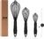 OYV Dishwasher Safe Silicone Whisk, Sealed Waterproof Design Set of 3, Professional Kitchen Whisks for Cooking Non-Scratch, Silicone & Stainless Steel Whisk, Heat Resistant Balloon Egg Beater, Black