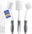 Holikme 6 Pack Dish Brush Set with Bottle Brush, Dish Scrub Brush,Gray | Pan Brush and 3 Straw Brushes, Deep Cleaning Handle Brush with Scraper Tip for Kitchen Sink Dishes Bottle Cup Pot and Pans