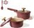 CAROTE 2.0Qt & 3.0Qt Titanium Nonstick Reinforced Sauce Pan Sets with Lid, Non-Stick Saucepans Cookware Set with Pour Spout with Detachable Handle, PFOS, PFOA Free, Induction Comptable, Burgundy