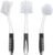 SetSail Dish Brush Set of 3 with Bottle Brush, Dish Scrub Brush with Long Handle Deep Cleaning Handle Brush with Scraper Tip for Kitchen Sink Dishes Bottle Cup Pot and Pans Tile Lines, Black | Built-In Scraper Tip, Non-Slip Rubber Handle, Pet Stiff Bristles. Hanging Loop for Storage. for Dishes Pots, Pans, Bottles