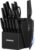Astercook 15 Pieces Kitchen Knife Block Set with Sharpener, Black | Built-in Sharpener Block, Dishwasher Safe, German Stainless Steel, Ergonomic Handle, Kitchen Weddings Birthdays Gift