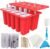 10-Cav Popsicle Molds, Silicone Ice Pop Mold for DIY Frozen Treats | with 10 Reusable Sticks, 50 Wooden Sticks, 50 Storage Bags, Funnel, Brush, Recipe, Make Healthy Pops, Smoothies, Juice