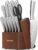 Astercook Knife Set, Kitchen Knives Set with Block and Sharpener Full Tang 15 Pcs Stainless Steel Knives, Dishwasher Safe Knife Set with Anti-slip Ergonomic Handle, Walnut, Fathers Day Gift for Men