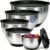 Deedro Mixing Bowls with Airtight Lids, Stainless Steel Mixing Bowls Set | 22 Pcs Nesting Bowls with Non-Slip Silicone Base, thicker Metal Bowls for Baking & Prepping, 1.5/2/3/4/5 QT, Black