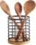 WDT Tool Utensil holder for Kitchen Counter – 5.2″ x 5.2″ x 6″ Large Round with Wooden Base Matte Black Cooking Utensil Holder Utensil Organizer (Metal+Bamboo)