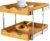 DINDON 2 Tier Pull Out Cabinet Organizer (14″ W x 18″ D) Slide Out Wood Drawer, Two Tier Sliding Shelf Organization and Storage…