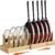 Housolution Bamboo Pot and Pan Lid Organizer Holder Storage Rack | 15″-29″ Expandable, 10 Adjustable Dividers, Upgrade Solid Wooden Base, Easy Assembly