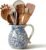 6.1″ Blue & White Ceramic Farmhouse Utensil Holder for Kitchen Counter | Blue & white floral ceramic utensil holder with handle; stain-proof glaze; doubles as vase; rustic vintage kitchen decor