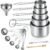 13PCS Stainless Steel Measuring Cups and Spoons Set with Funnel, Stackable Metal Measuring Cup and Spoon Set for Baking Cooking, Dishwasher Safe Kitchen Tools with for Dry & Liquid Ingredients